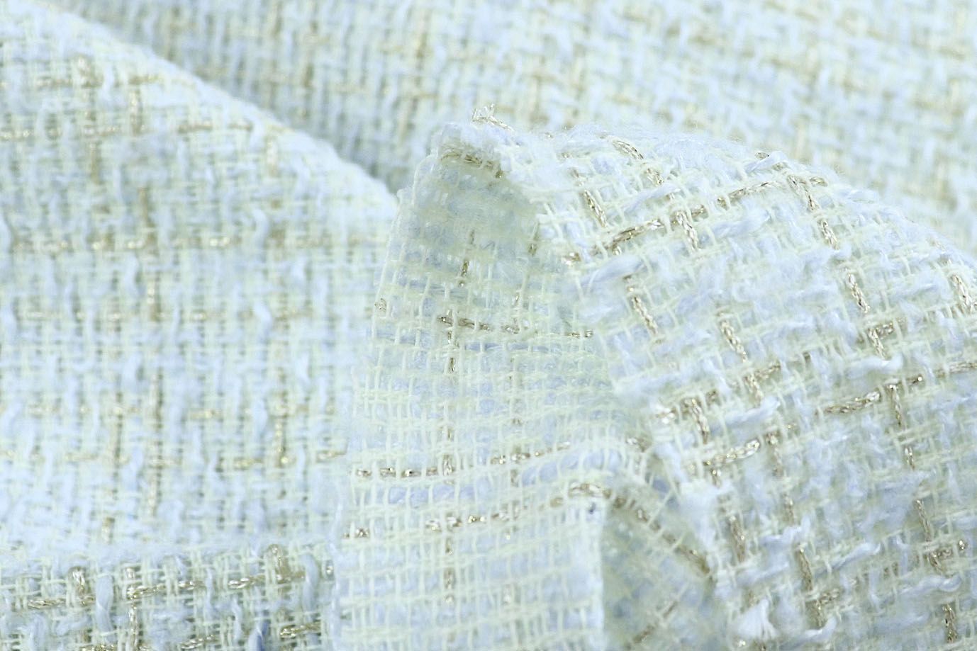 Костюмная ткань "Шанель" с люрексом/голубой 1421-PY/C#3