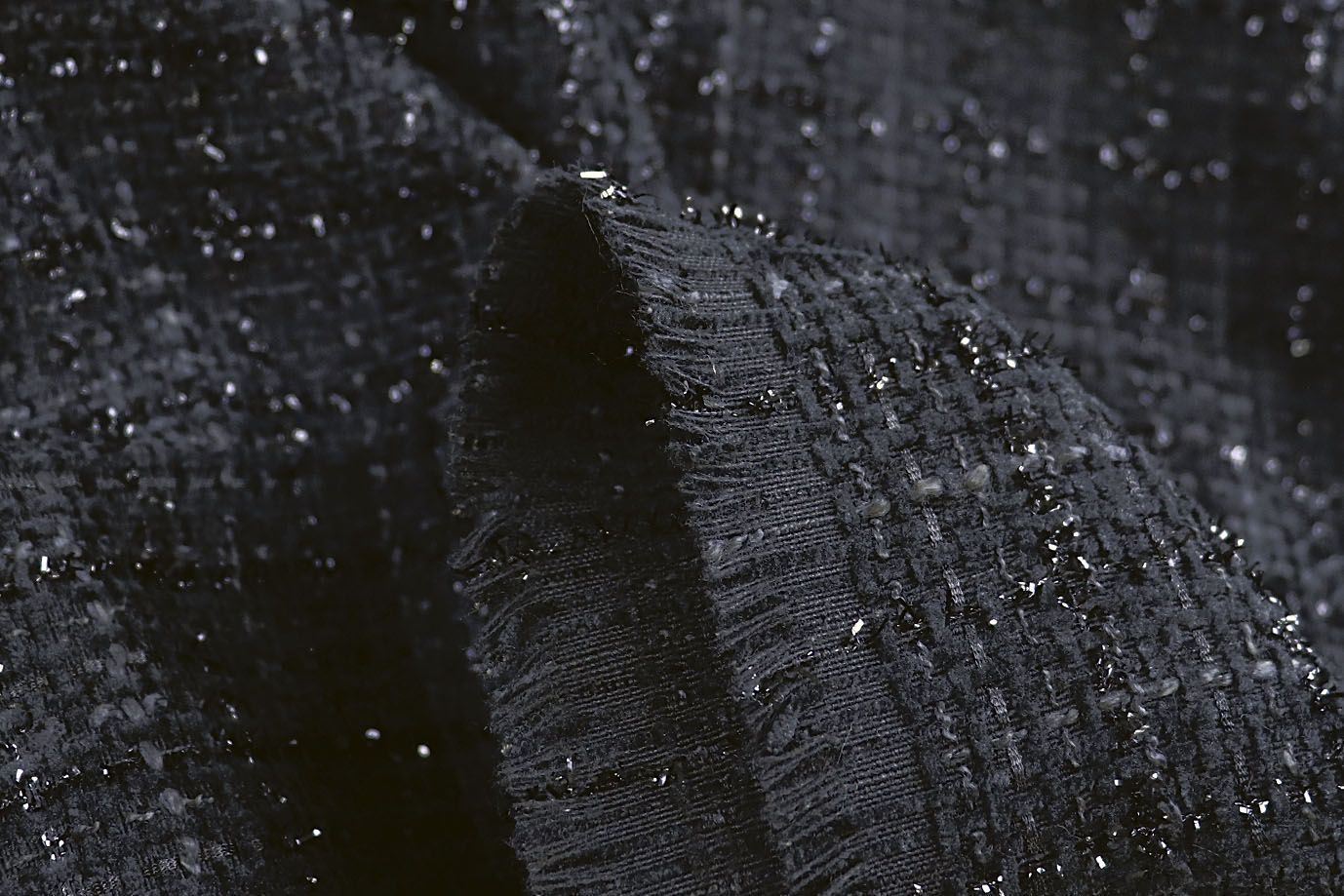 Костюмная ткань "Шанель" с люрексом/черный AP50614/D#826-24-4278/C#49