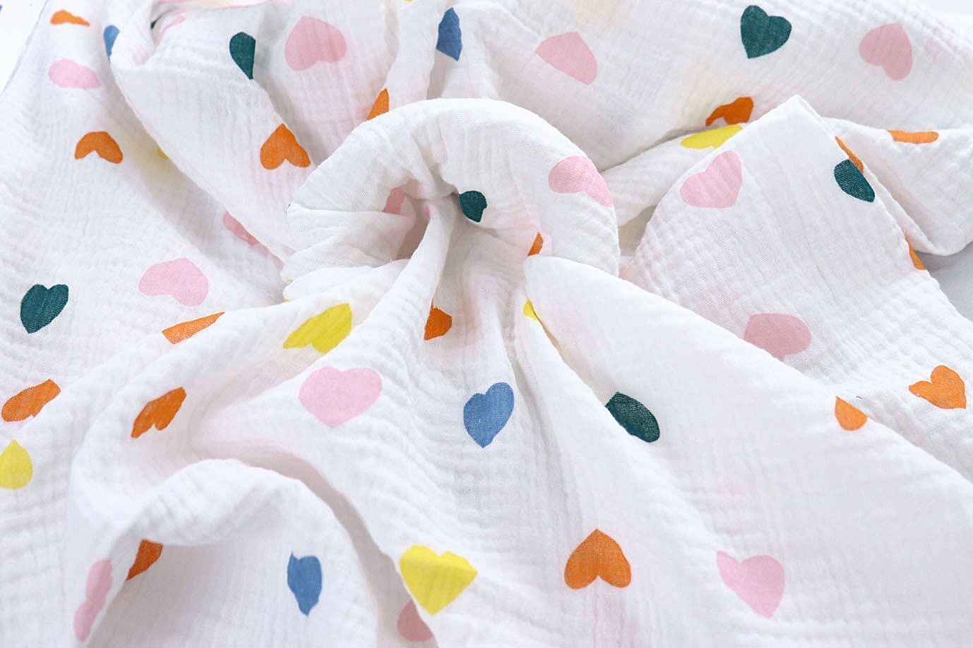 Муслин принт/сердечки разноцветные на белом 4017-PY/D#7