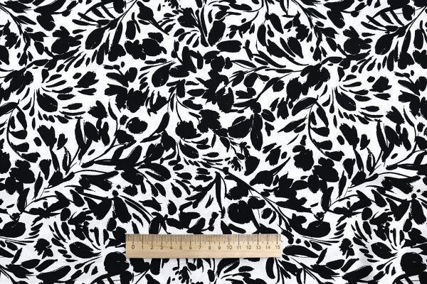 Штапель принт/цветы черные на белом 3892-PY/D#11/C#6