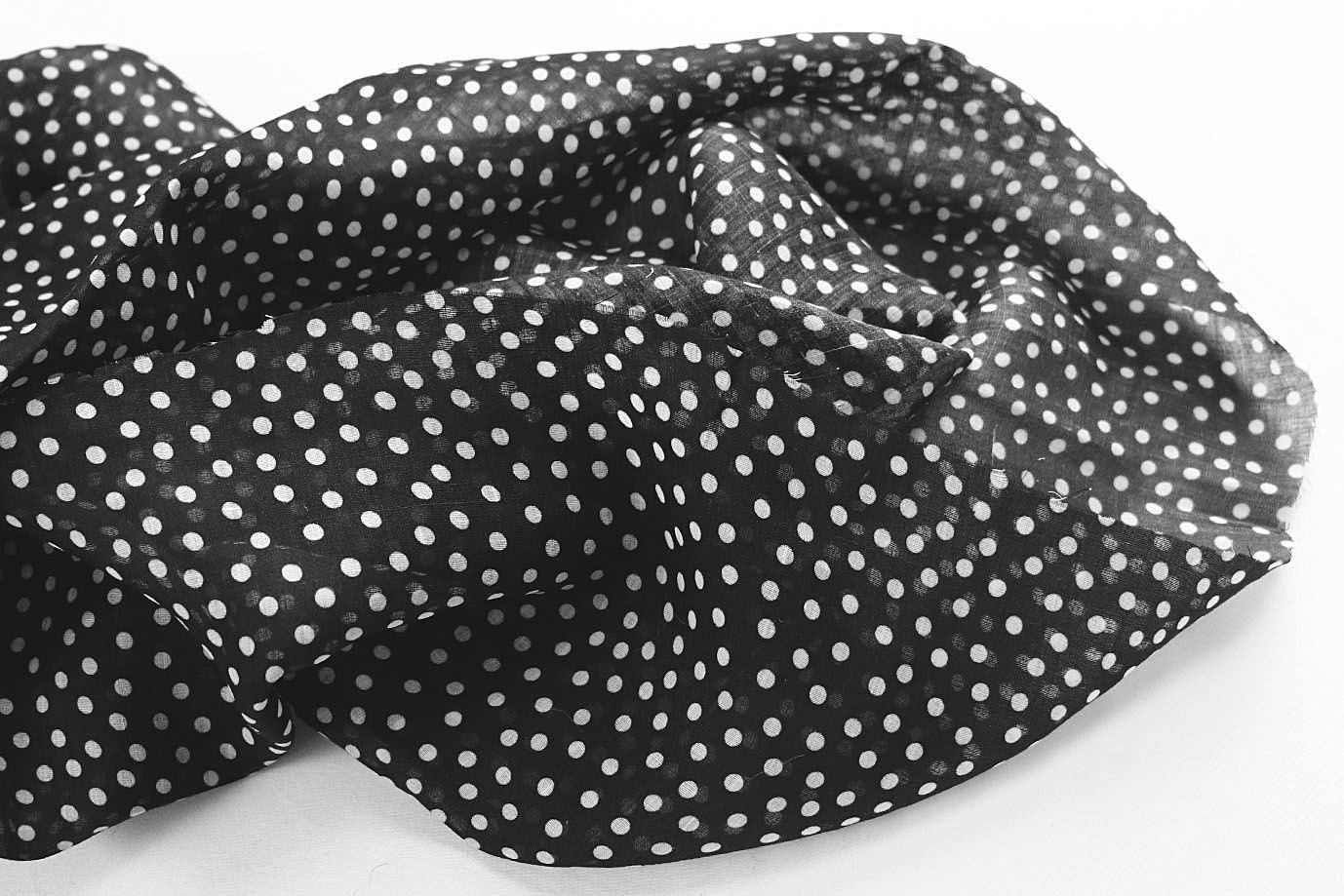 Органза принт/горох белый на черном 4068-PY/D#1