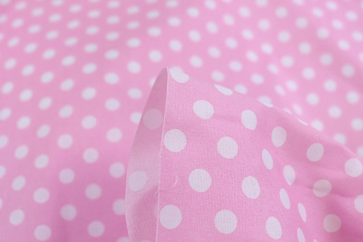 Хлопок "Поплин" стрейч принт/горох белый на розовом 3716-PY/D#1/C#2
