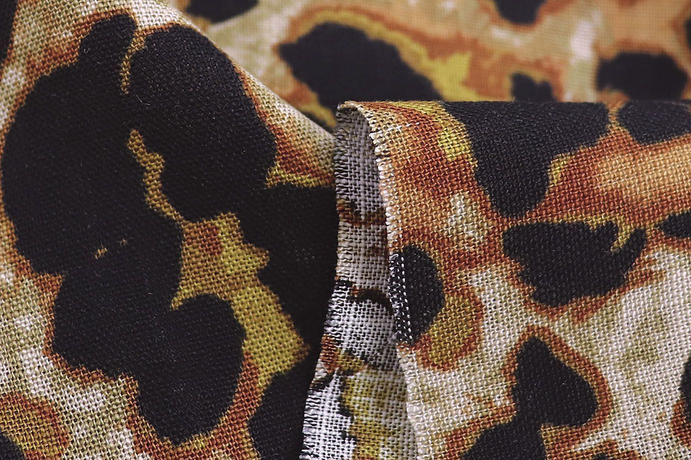 Лен TENCEL принт/черно-желтый на бежевом 3846-PY/D#6/C#1