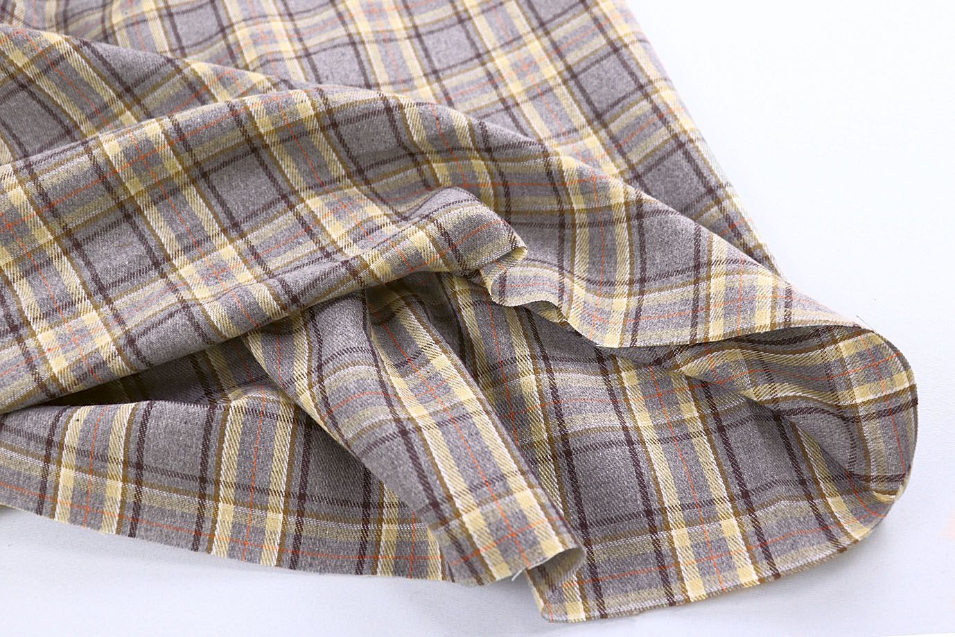 Рубашечная ткань принт/клетка желтая на сером 1418-PY/D#10/C#1