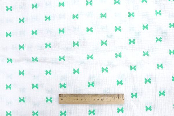 Муслин принт/бантики зеленые на белом 1393-PY/D#7/C#2