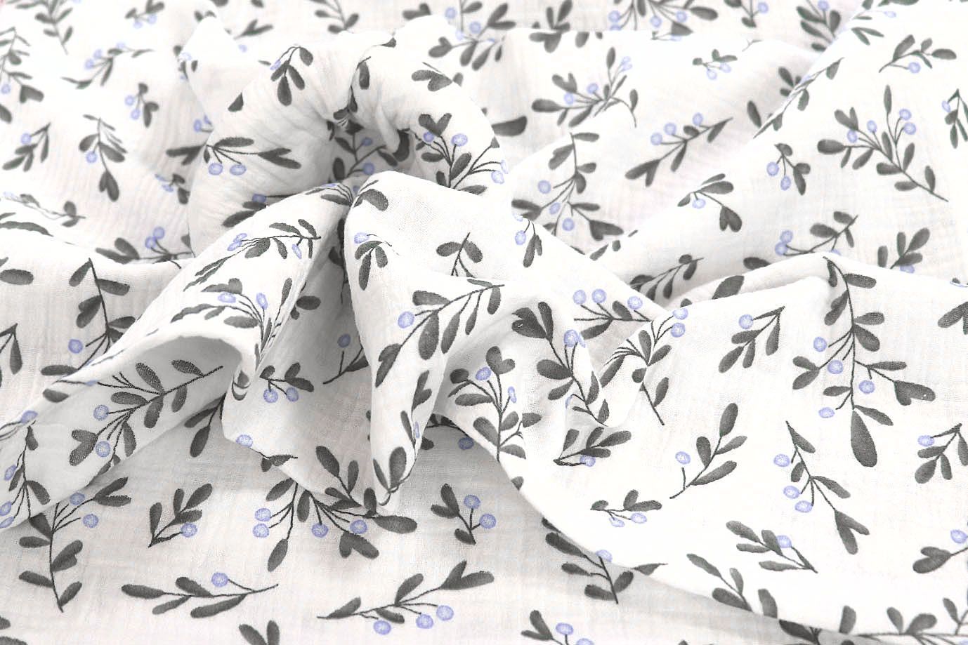 Муслин принт/ягоды голубые на белом 1393-PY/D#16/C#2