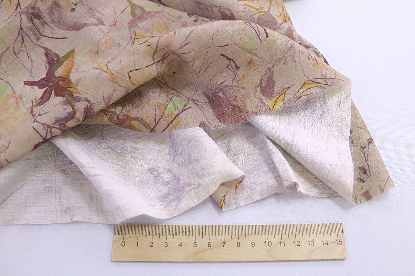 Лен "Медея" принт/цветы желто-фиолетовые на бежевом 3970-PY/D#5/C#1