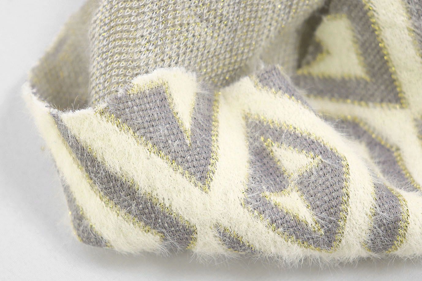 Трикотаж жаккард с люрексом принт/серый на бежевом 3976-PY/D#1/C#2