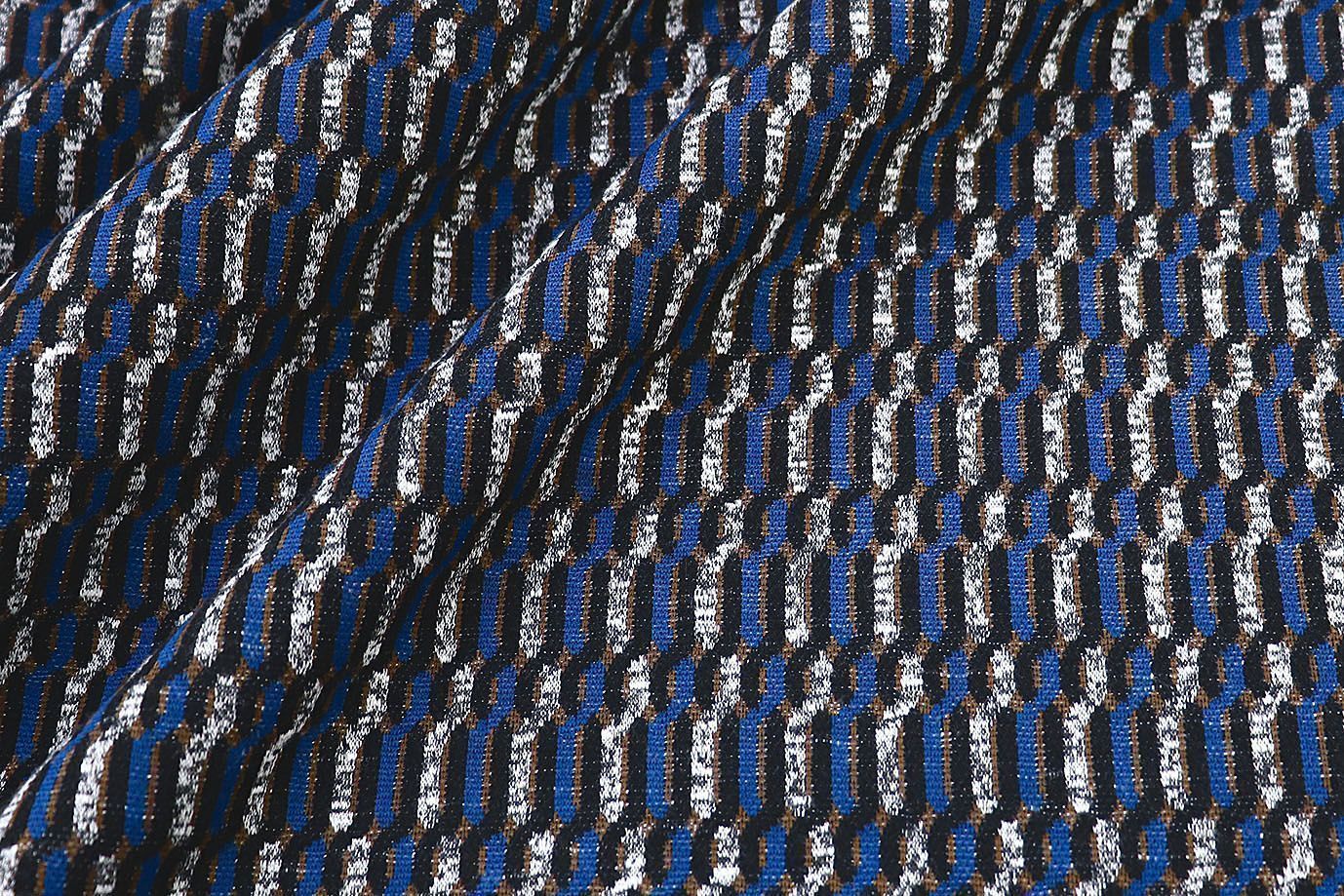 Трикотаж жаккард/черно-синий коричневый 2816-PY/D#4/C#3