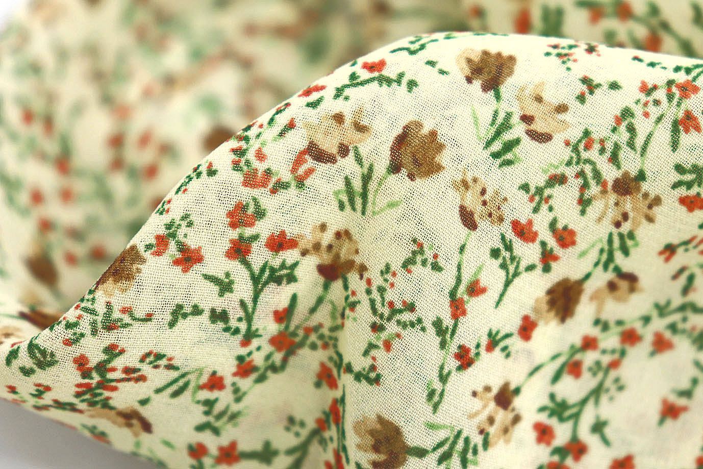 Шифон принт/цветы песочные на желтом 3707-PY/D#6/C#3