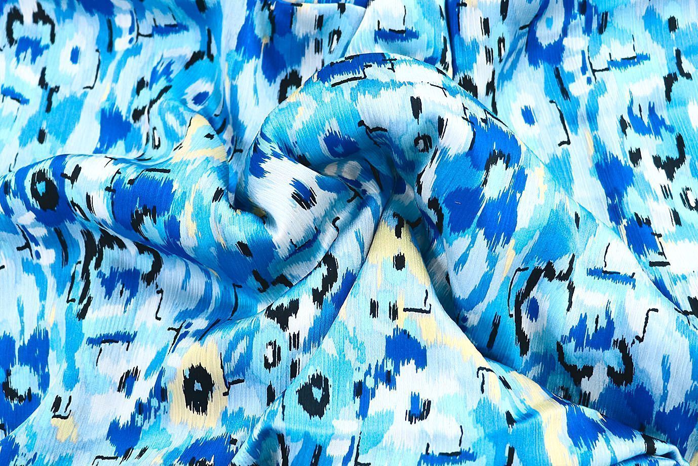 Сатин "София" креш принт/сине-голубой 3608-PY/D#1/C#1