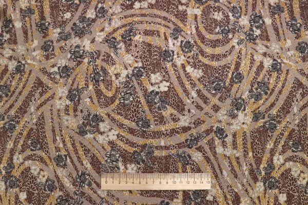 Сатин "Морокко" принт/серо-желтый на коричневом 3888-PY/D#4/C#1