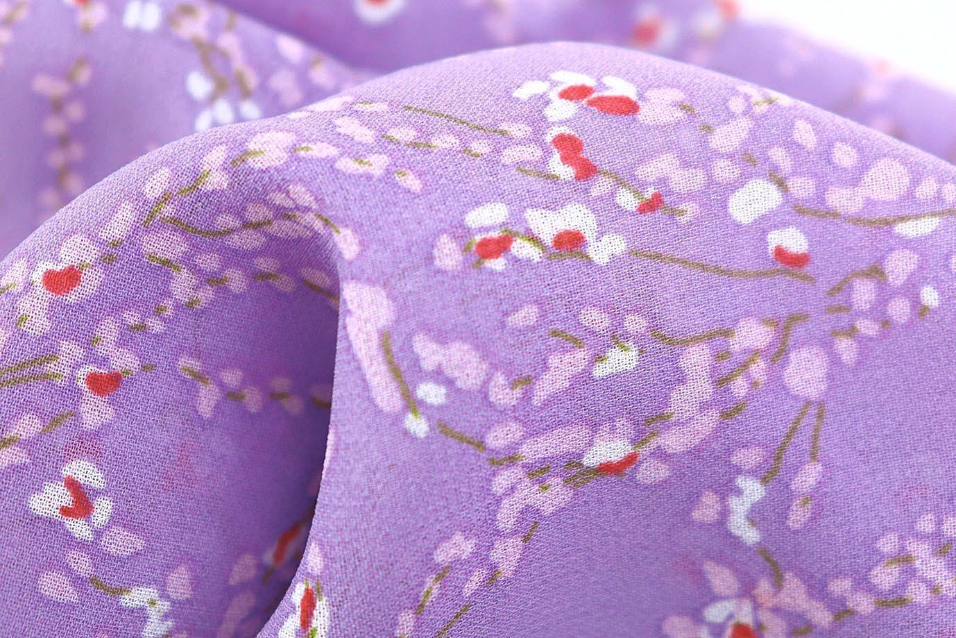 Шифон принт/цветы сиреневые на светло-фиолетовом 3707-PY/D#16/C#2