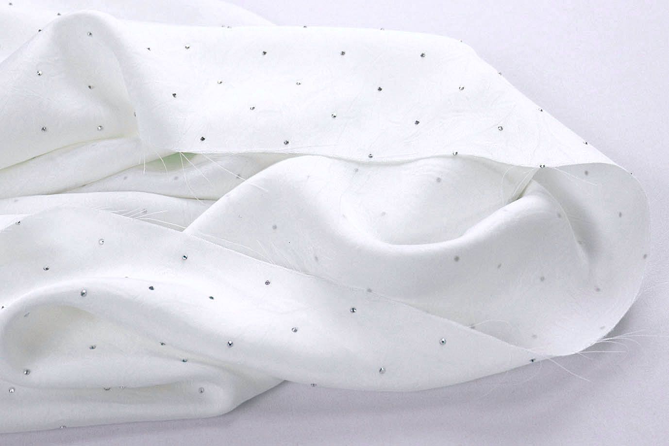 Сатин креш со стразами/белый 12355/C#1