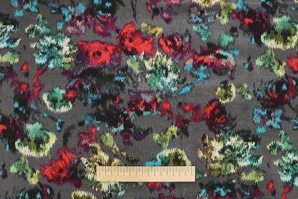 Трикотаж "Модал" принт/цветы на темно-сером 3561-PY/D#16/C#3