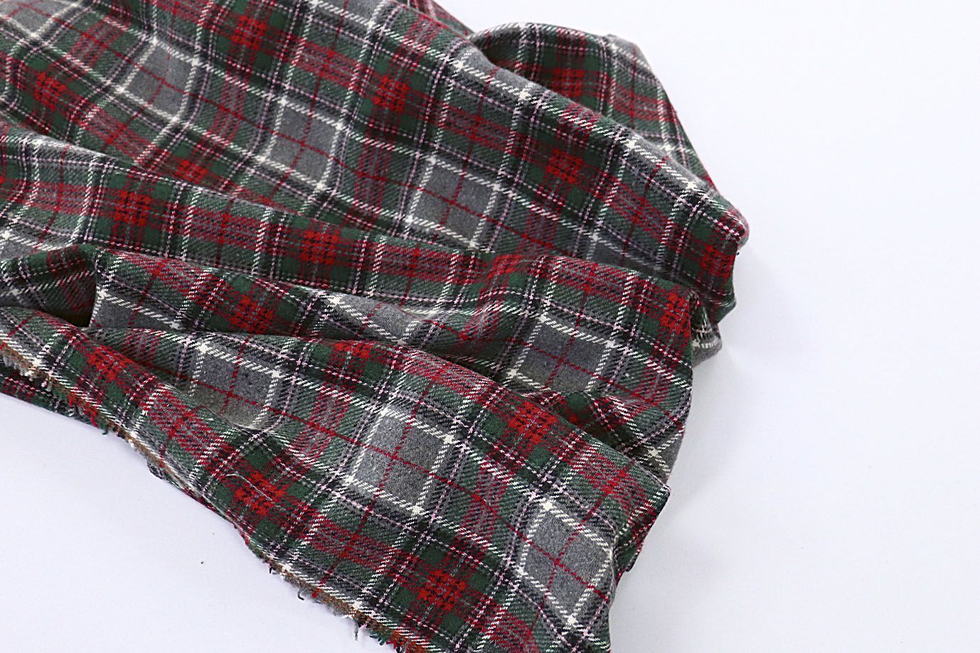 Пальтовая ткань принт/клетка серо-зелено-красная AP210901069/D#743-8658/C#1