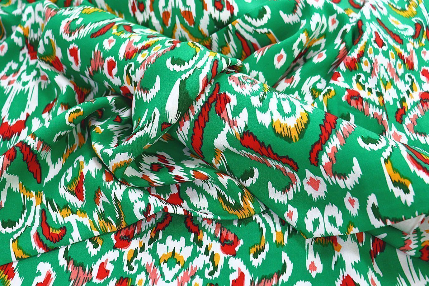 Штапель принт/узор зелено-красный 3858-PY/D#24/C#1