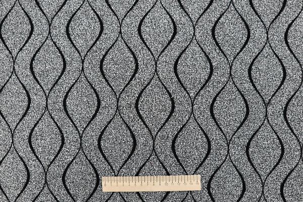 Трикотаж жаккард флок принт/черно-серый 3540-PY/D#2/C#1