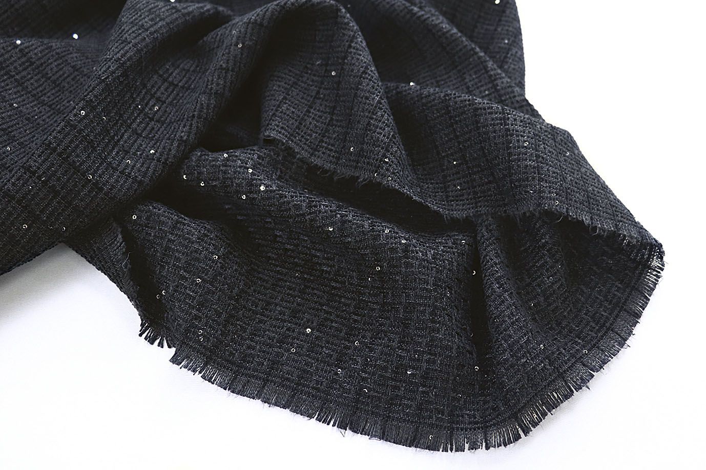 Костюмная ткань "Шанель" с пайетками/черный AP50612/D#1361-8120/C#19