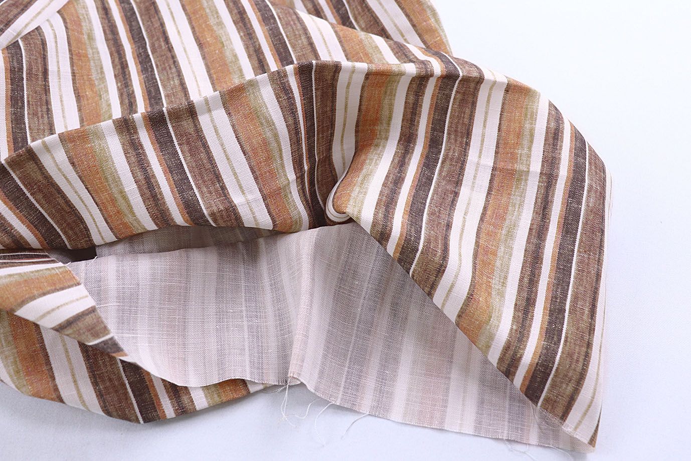 Лен принт/полоска коричнево-оранжевая 4195-PY/D#4/C#1