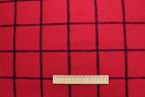 Пальтовая ткань принт/клетка черная на красном AP211001088/D#908-2104/C#5