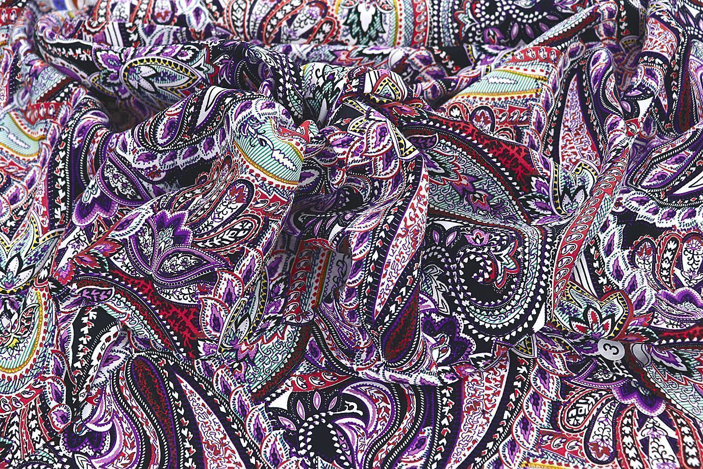 Штапель принт/узор фиолетовый 3861-PY/D#2/C#3