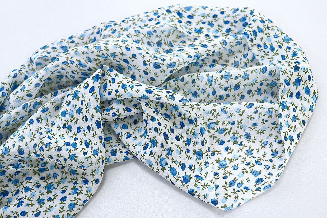 Шифон принт/цветы сине-голубые на белом 3873-PY/D#4/C#1