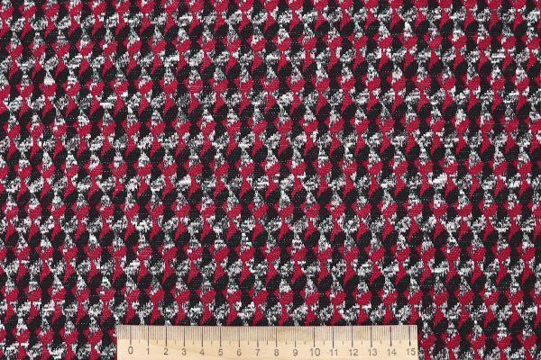 Трикотаж жаккард принт/красно-серый 3257-22-PY/D#17/C#1