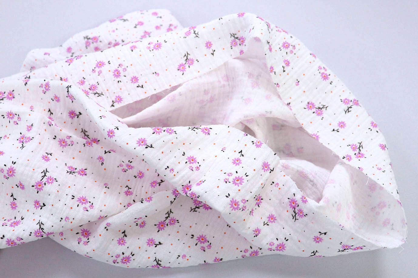 Муслин принт/цветы розовые на белом 1393-PY/D#6/C#3