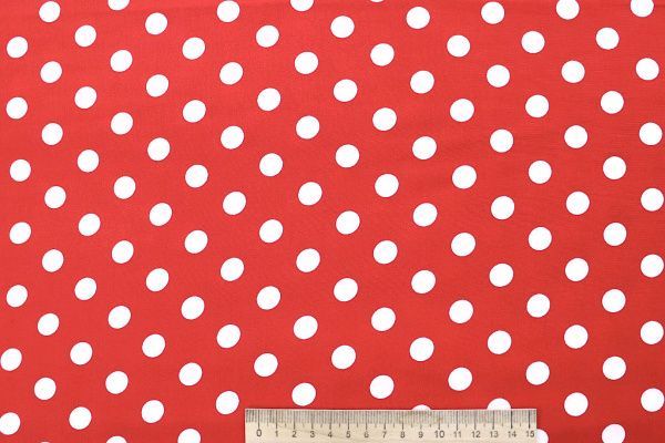 Штапель принт/горох белый на алом 4203-PY/D#107/C#32