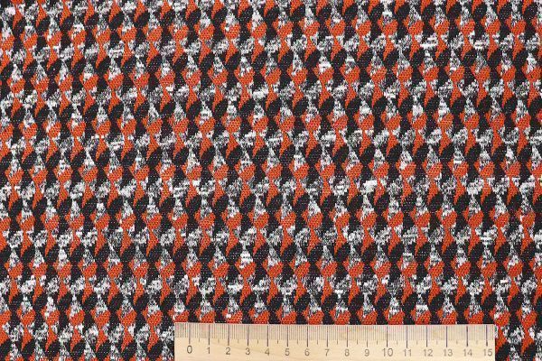 Трикотаж жаккард принт/оранжево-серый 3257-22-PY/D#17/C#3
