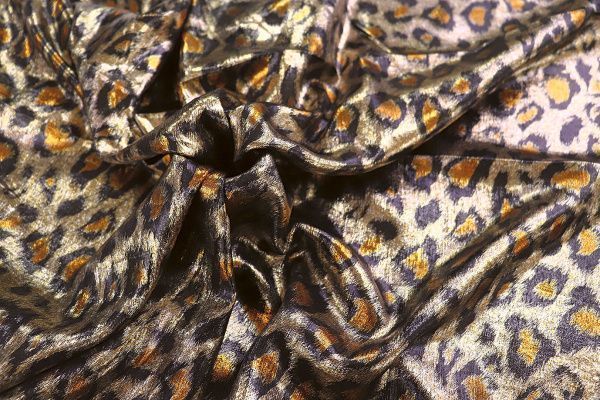 Шелк с блеском принт/леопард оранжево-бежевый 3841-PY/C#2