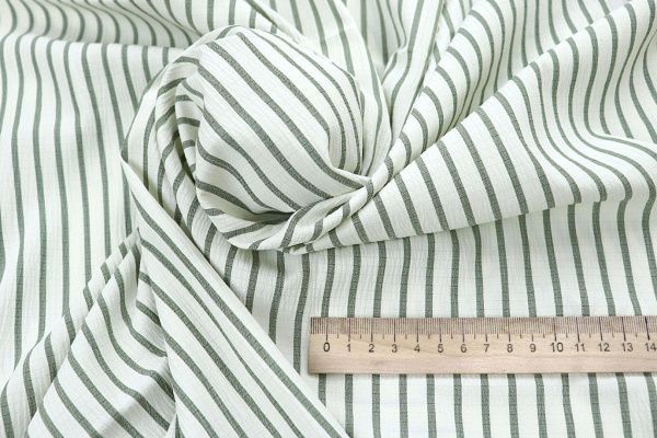 Хлопок жатый принт/полоска фисташковая на молочном 4170-PY/C#4