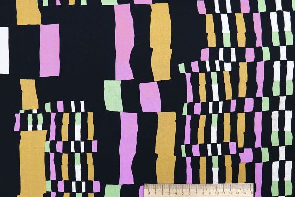 Штапель принт/розово-арахисовый на черном 4203-PY/D#120/C#1