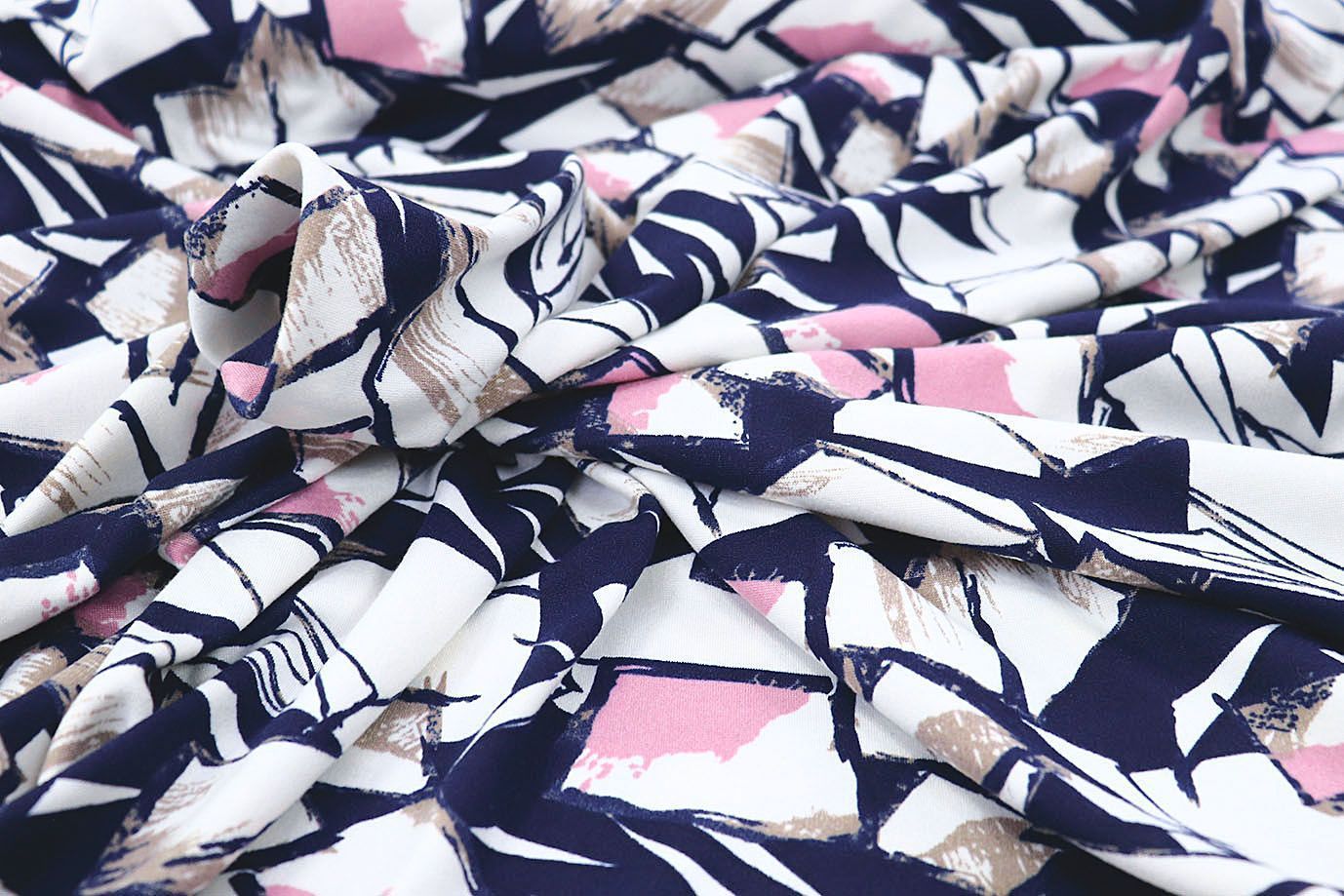 Трикотаж масло браш принт/бело-розовый на синем SSR-707A/D#19/C#1 (15881)