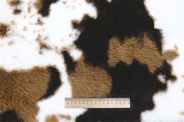 Искусственный мех "Песец" принт/пятна черно-коричневые на белом AP50619/D#289-6202/C#E