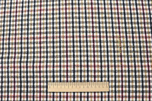 Пальтовая ткань принт/клетка бежево-малиновая 3111-21/D#2/C#3