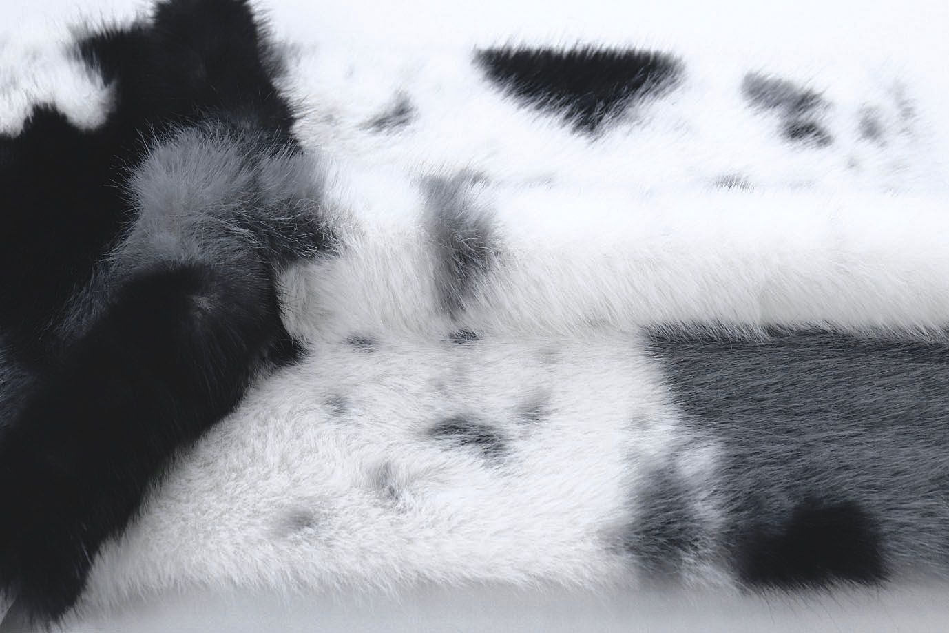 Искусственный мех "Песец" принт/пятна черно-серые на белом AP50619/D#289-6202/C#F