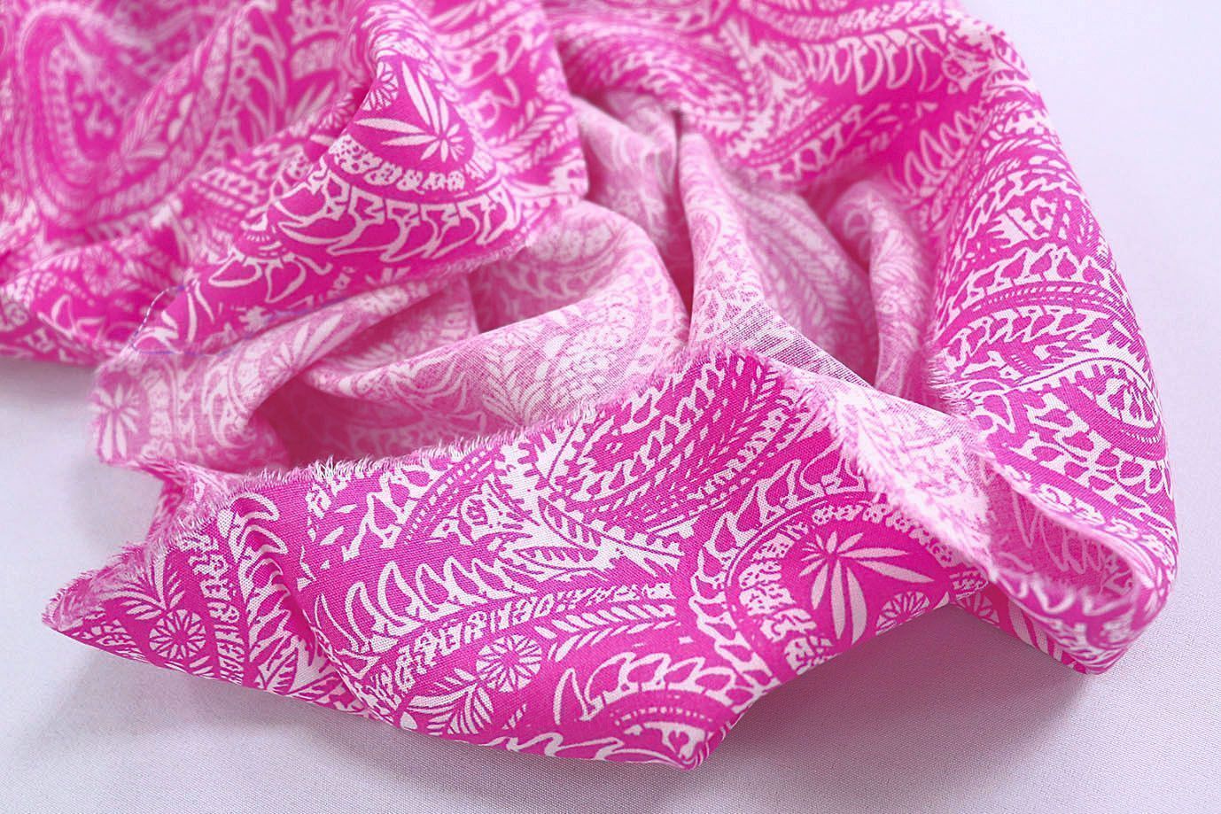 Штапель принт/узор белый на малиновом 1374-PY/D#26/C#8