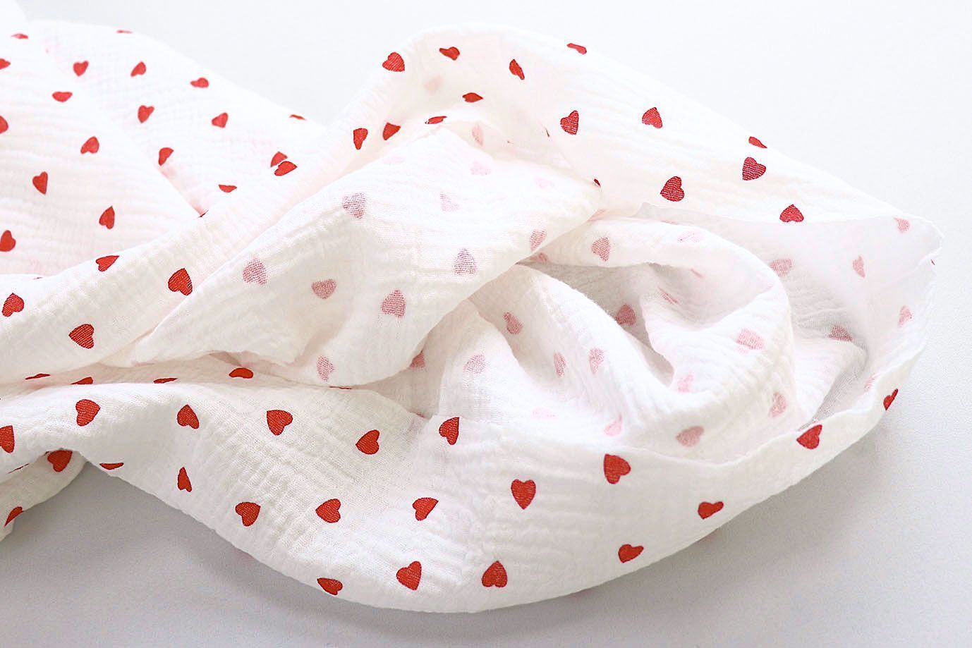 Муслин принт/сердечки красные на белом 1414-PY/D#3/C#1 (7614)