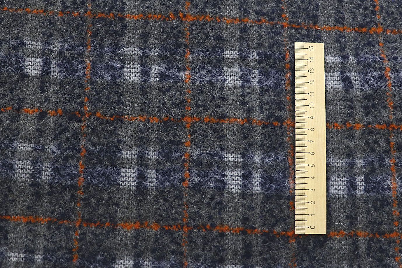 Пальтовая ткань принт/клетка серо-оранжевая 7163DPL/C#3