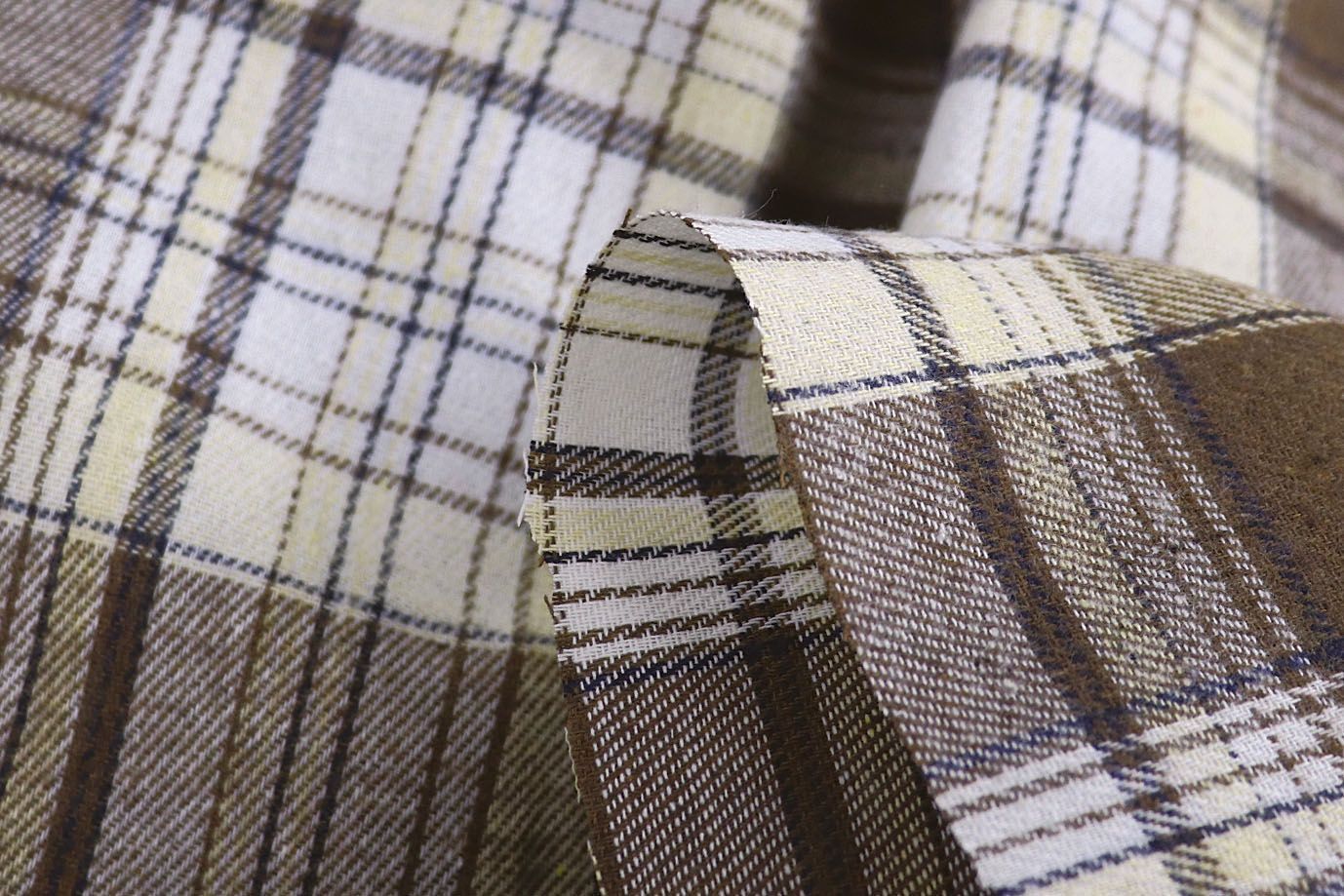 Рубашечная ткань принт/клетка коричневая на белом 1418-PY/D#19/C#3