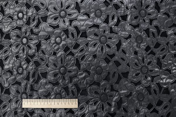 Велюр с вышивкой кожей/черный 3489-PY/D#2/C#Black