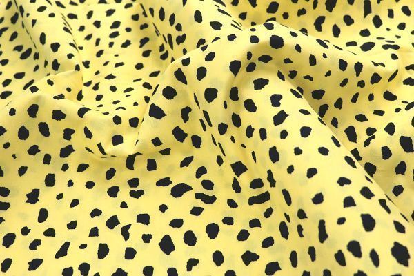 Хлопок "Поплин" принт/пятна черные на желтом 3226-PY/D#9758-259/C#2 (EU4291)