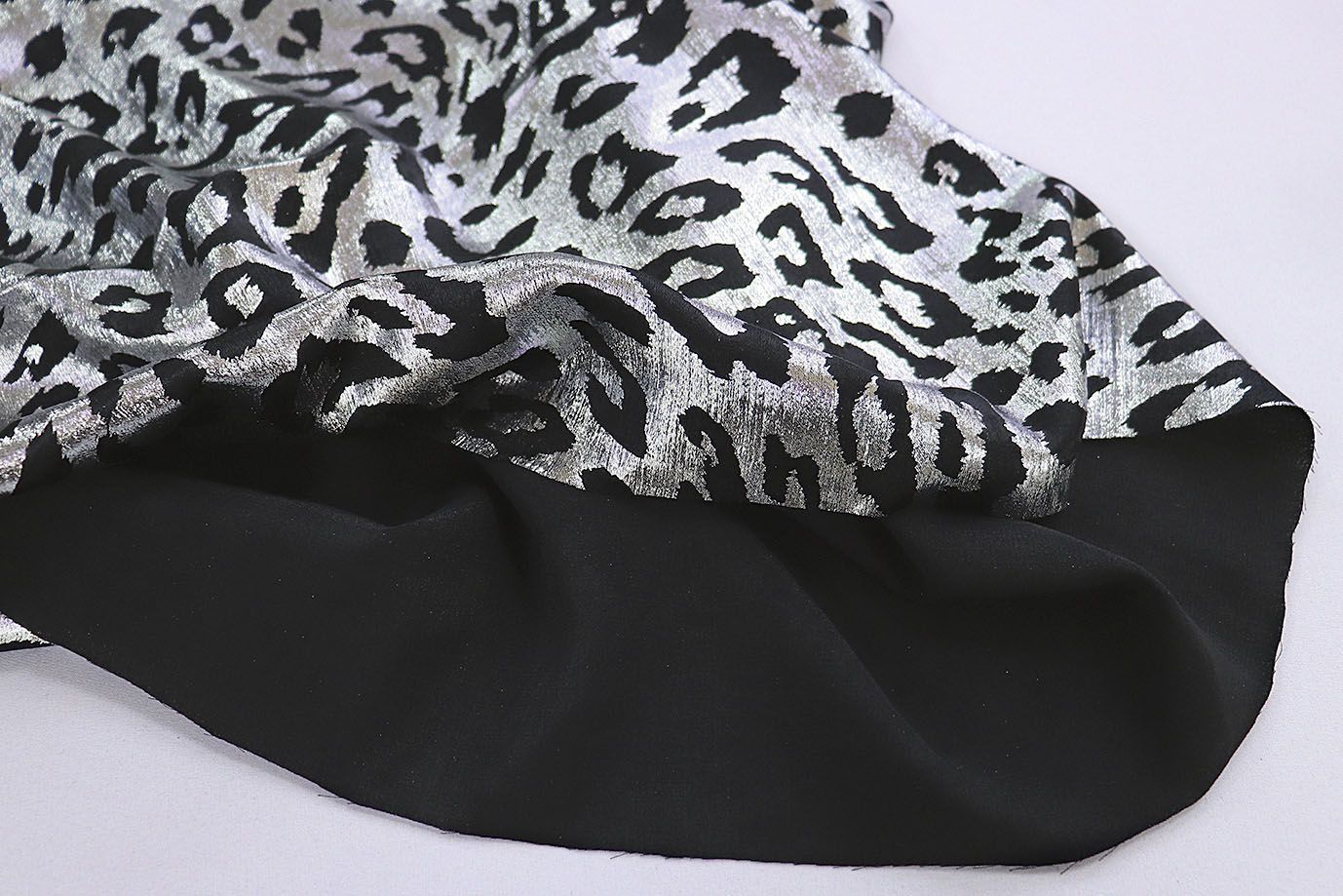 Шелк с блеском принт/леопард черно-серый 3841-PY/C#1