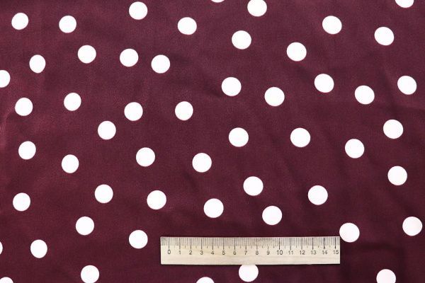 Сатин "Мадонна" стрейч принт/горох белый на бордовом 4034-PY/D#2/C#1