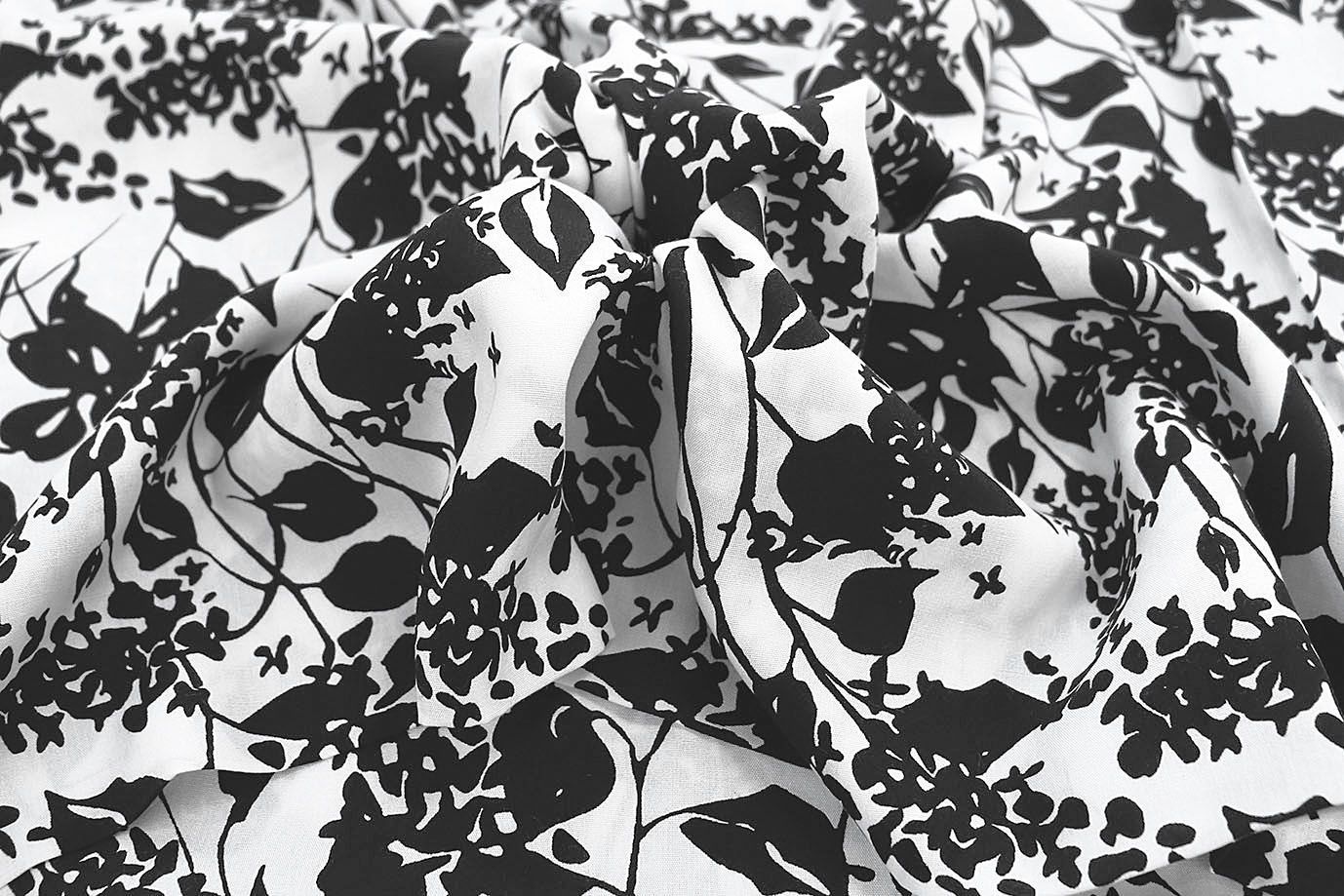 Штапель принт/цветы черные на белом 1374-PY/D#4/C#5