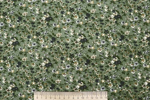 Штапель принт/цветы серо-желтые на зеленом 4203-PY/D#5/C#4