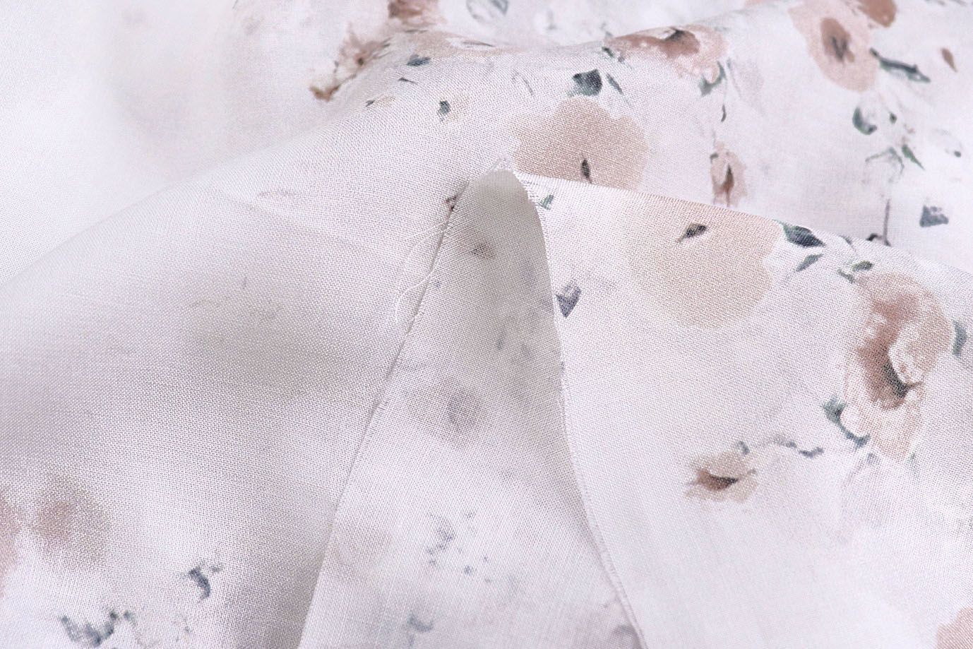 Штапель принт/цветы розовые на молочном 4244-PY/D#4/C#4