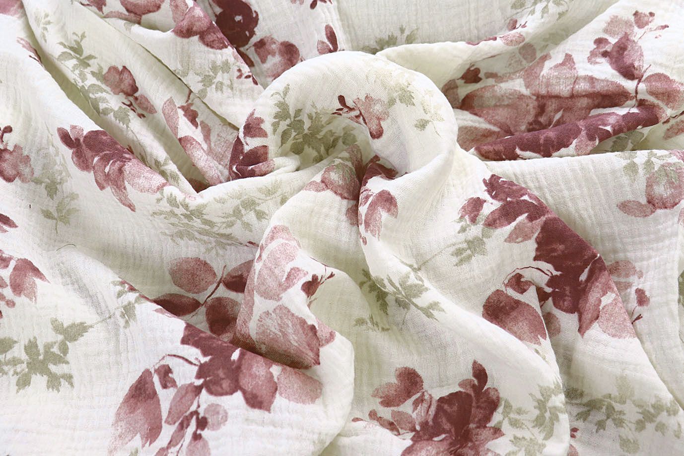 Муслин принт/цветы бежевые на молочном 4082-PY/D#1/C#1